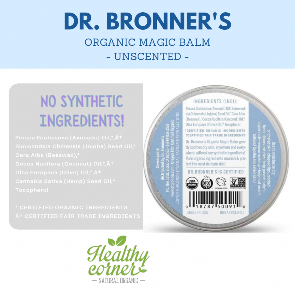 Dr Bronner Organic Magic Balm Unscented 57g Pelembab Kulit Kering