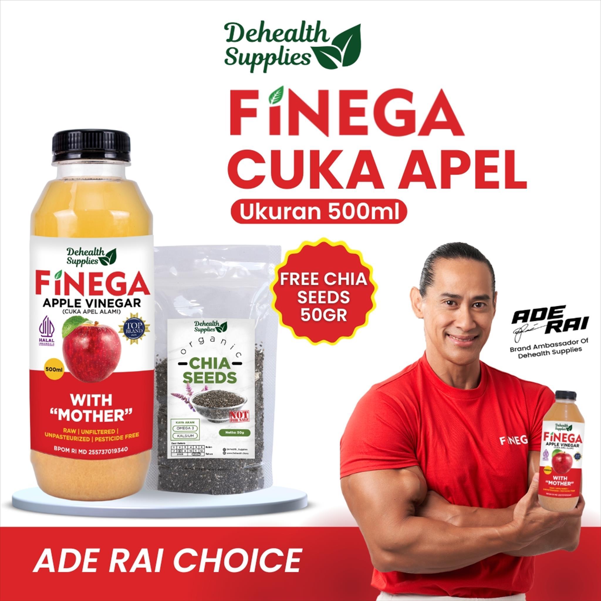 Finega Cuka Apel 500ml Kemasan Plastik Gratis Chia Seed 50g ( ACV )