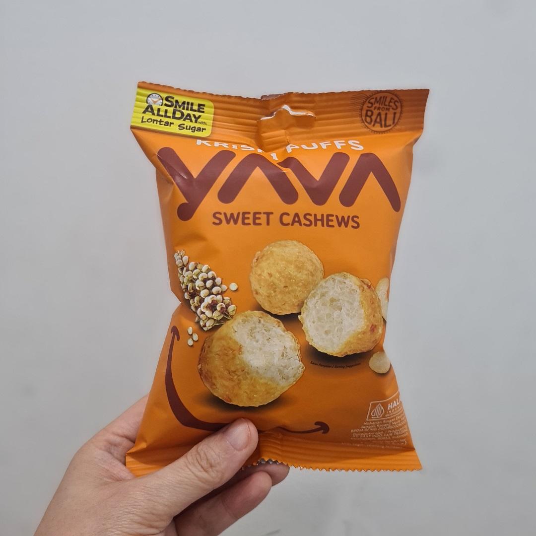 YAVA Krispi Puffs Sweet Cashew ( Mente Manis ) 35g Snack Vegan Sehat