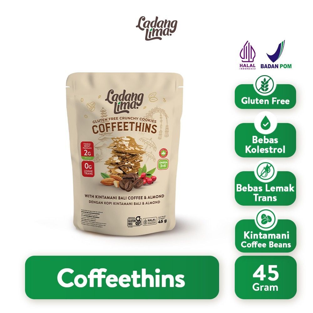 Ladang Lima | Coffeethins 45g | Cookies Gluten Free Kue Kering Bebas Gluten | Tipker GF