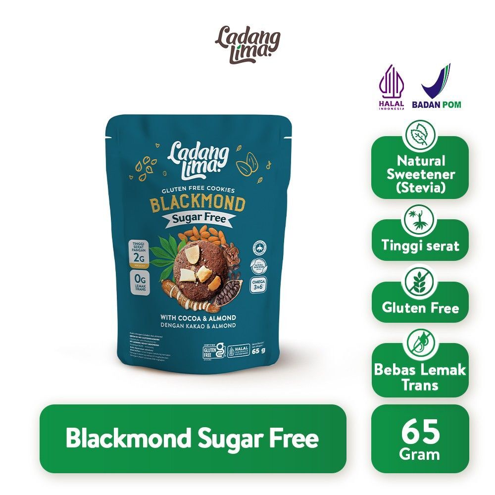Ladang Lima | Blackmond Sugar Free 65g | Cookies Gluten Free Kue Kering Bebas Gluten | Biskuit GF