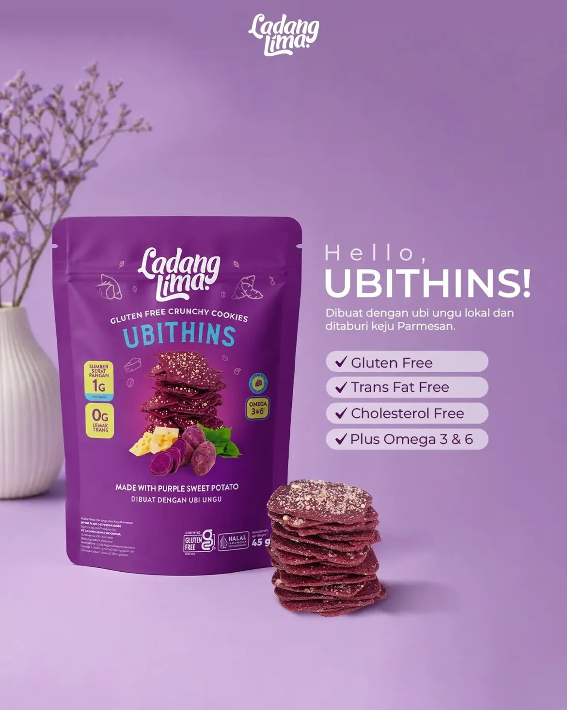 Ladang Lima | Ubithins 45g | Cookies Gluten Free Kue Kering Bebas Gluten
